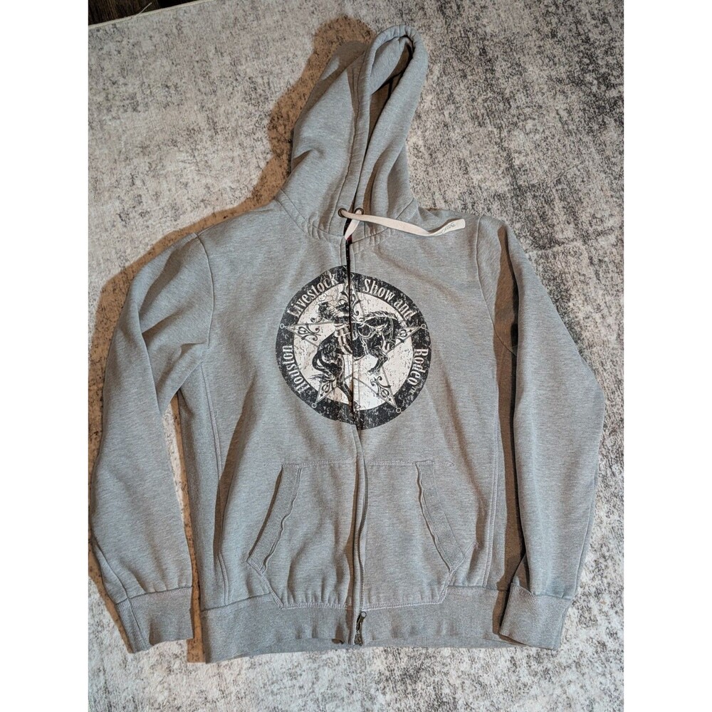 Houston Rodeo Zip Fleece Hoodie Boxer and Stone Size Large